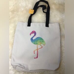 NWT shopping tote with a multi color flamingo handmade washable
